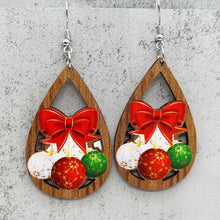 Load image into Gallery viewer, *RTS* Holiday Wood Teardrop Dangles