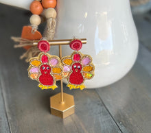 Load image into Gallery viewer, Turkey Autumn and Thanksgiving Seed Bead Dangle Earrings - OBX Prep