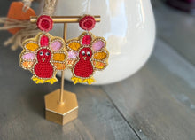Load image into Gallery viewer, Turkey Autumn and Thanksgiving Seed Bead Dangle Earrings - OBX Prep