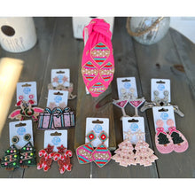 Load image into Gallery viewer, Pink Christmas Tree Seed Beaded Drop Earrings - OBX Prep