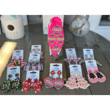 Load image into Gallery viewer, Pink Christmas Tree Seed Beaded Drop Earrings - OBX Prep