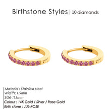 Load image into Gallery viewer, Birthstone Hoops- GOLD SEPTEMBER