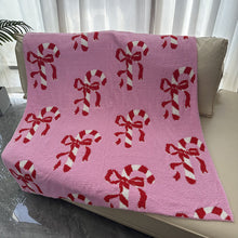 Load image into Gallery viewer, Christmas Candy Cane Bow Blanket