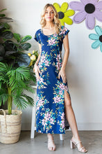 Load image into Gallery viewer, Floral Short Sleeve Slit Dress