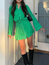 Load image into Gallery viewer, Tied Button Up Long Sleeve Dress