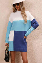 Load image into Gallery viewer, Color Block Dropped Shoulder Sweater Dress Sample