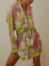 Load image into Gallery viewer, Tied Button Up Long Sleeve Dress