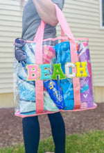 Load image into Gallery viewer, RTS: Clear Embroidered Chenille Letter Totes-