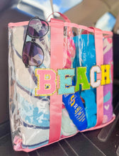 Load image into Gallery viewer, RTS: Clear Embroidered Chenille Letter Totes-