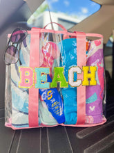 Load image into Gallery viewer, RTS: Clear Embroidered Chenille Letter Totes-