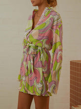 Load image into Gallery viewer, Tied Button Up Long Sleeve Dress