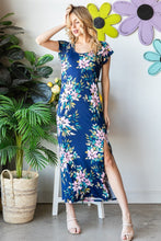 Load image into Gallery viewer, Floral Short Sleeve Slit Dress