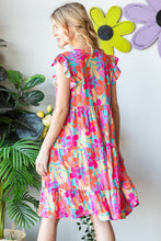 Load image into Gallery viewer, Floral Cap Sleeve Tiered Dress