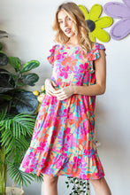 Load image into Gallery viewer, Floral Cap Sleeve Tiered Dress
