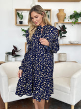 Load image into Gallery viewer, Double Take Full Size Printed Ruffle Hem Long Sleeve Tiered Dress