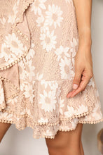 Load image into Gallery viewer, Floral Lace Pompom Detail Tie-Waist Flutter Sleeve Dress