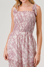 Load image into Gallery viewer, GeeGee Printed Tie Shoulder Wide Leg Jumpsuit