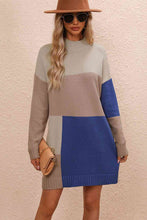 Load image into Gallery viewer, Color Block Dropped Shoulder Sweater Dress Sample