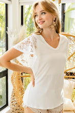 Load image into Gallery viewer, Lace Detail Ruffled V-Neck Blouse
