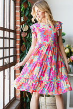 Load image into Gallery viewer, Floral Cap Sleeve Tiered Dress