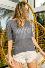 Load image into Gallery viewer, Eyelet Puff Sleeve Knit Top