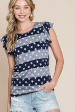 Load image into Gallery viewer, BOMBOM Striped Round Neck Cap Sleeve T-Shirt