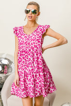 Load image into Gallery viewer, Leopard Cap Sleeve Tiered Mini Dress