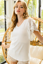 Load image into Gallery viewer, Lace Detail Ruffled V-Neck Blouse
