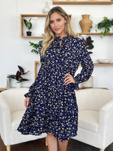 Load image into Gallery viewer, Double Take Full Size Printed Ruffle Hem Long Sleeve Tiered Dress