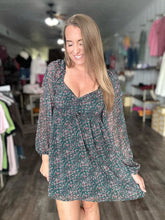 Load image into Gallery viewer, The Jacqueline Sheer Sleeve Floral Fall Dress