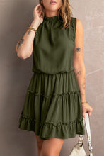 Load image into Gallery viewer, Tie Neck Frill Trim Sleeveless Mini Dress