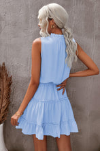 Load image into Gallery viewer, Tie Neck Frill Trim Sleeveless Mini Dress