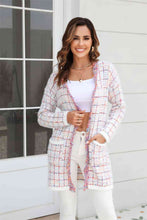 Load image into Gallery viewer, Plaid Fringe Trim Cardigan