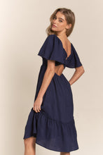 Load image into Gallery viewer, Smocked Bow Back Ruffle Hem Dress