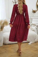 Load image into Gallery viewer, Round Neck Velvet Smocked Flounce Sleeve Dress