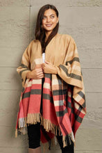 Load image into Gallery viewer, Plaid Shawl Poncho Cardigan