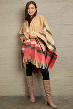 Load image into Gallery viewer, Plaid Shawl Poncho Cardigan