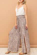 Load image into Gallery viewer, Printed Smocked Waist Slit Wide Leg Pants