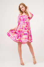 Load image into Gallery viewer, Color Block Puff Sleeve Dress
