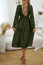 Load image into Gallery viewer, Round Neck Velvet Smocked Flounce Sleeve Dress