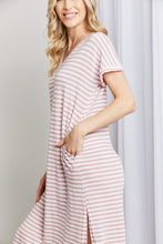 Load image into Gallery viewer, Horizontal Stripe Side Slit V-Neck Dress