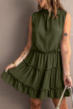 Load image into Gallery viewer, Tie Neck Frill Trim Sleeveless Mini Dress