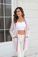 Load image into Gallery viewer, Plaid Fringe Trim Cardigan