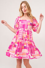Load image into Gallery viewer, Color Block Puff Sleeve Dress