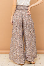 Load image into Gallery viewer, Printed Smocked Waist Slit Wide Leg Pants