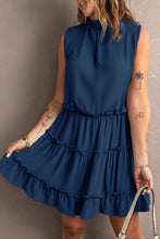 Load image into Gallery viewer, Tie Neck Frill Trim Sleeveless Mini Dress