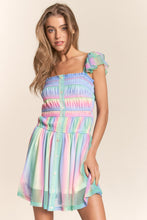 Load image into Gallery viewer, Rainbow Smocked Mini Mesh Dress
