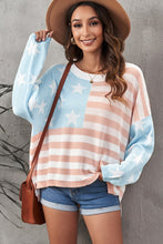 Load image into Gallery viewer, US Flag Side Slit Drop Shoulder Knit Pullover