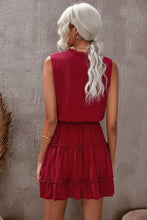Load image into Gallery viewer, Tie Neck Frill Trim Sleeveless Mini Dress