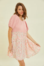 Load image into Gallery viewer, Round Neck Floral Ruffle Hem Mini Dress